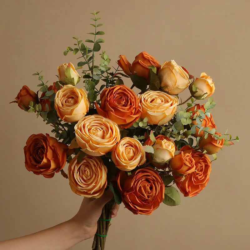 Silk Artificial Rose Caramel Flowers