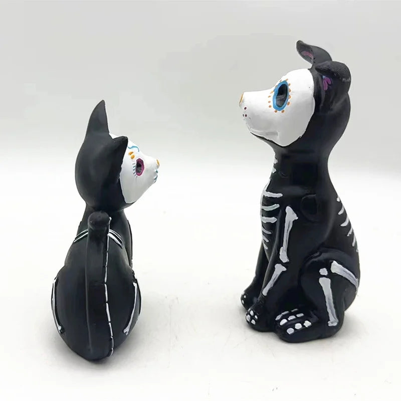 Day of Dead Dog Cat Figurine Halloween Sugar Skull Statue