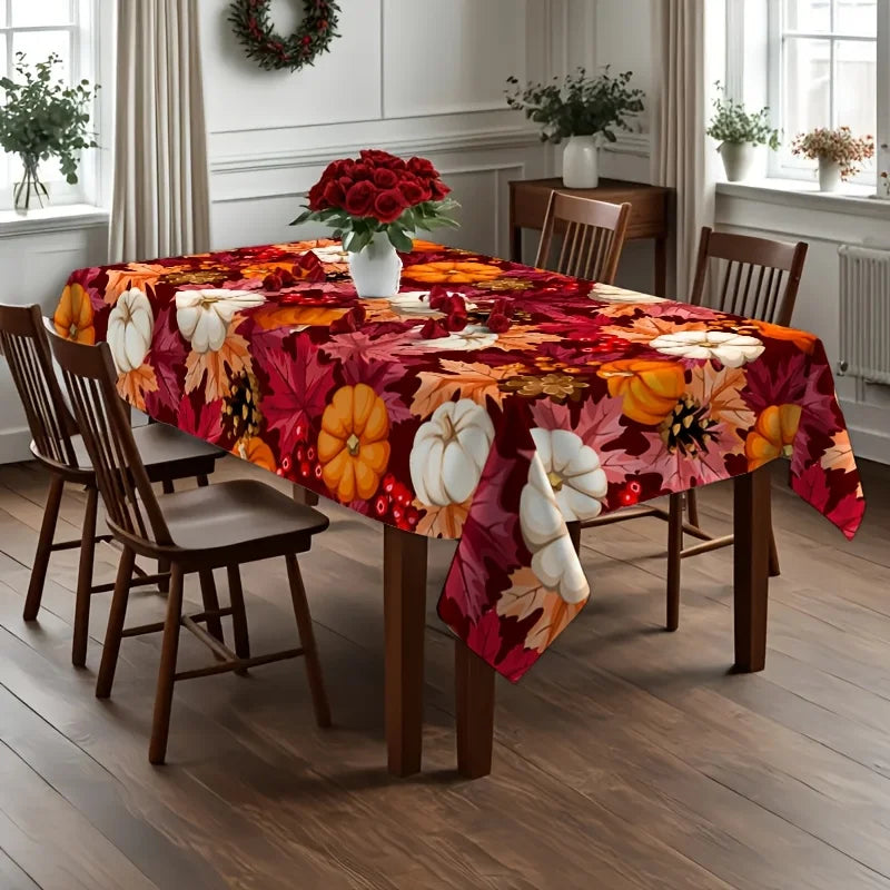 Autumn Thanksgiving Pumpkins Waterproof Tablecloth