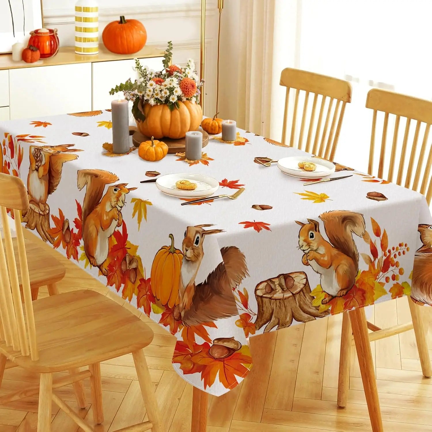 Fall Squirrel Rectangle Tablecloth Party Decor