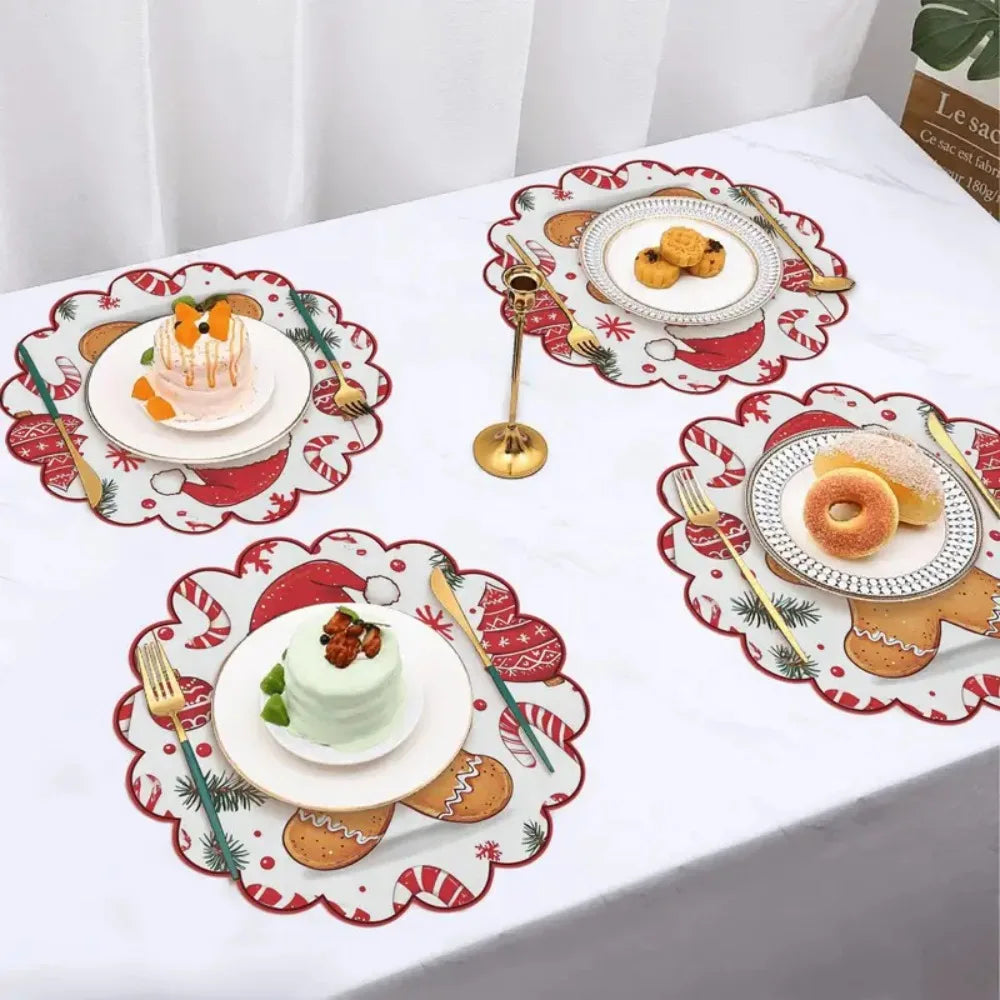 4 Piece Christmas Circular Waves Placemats