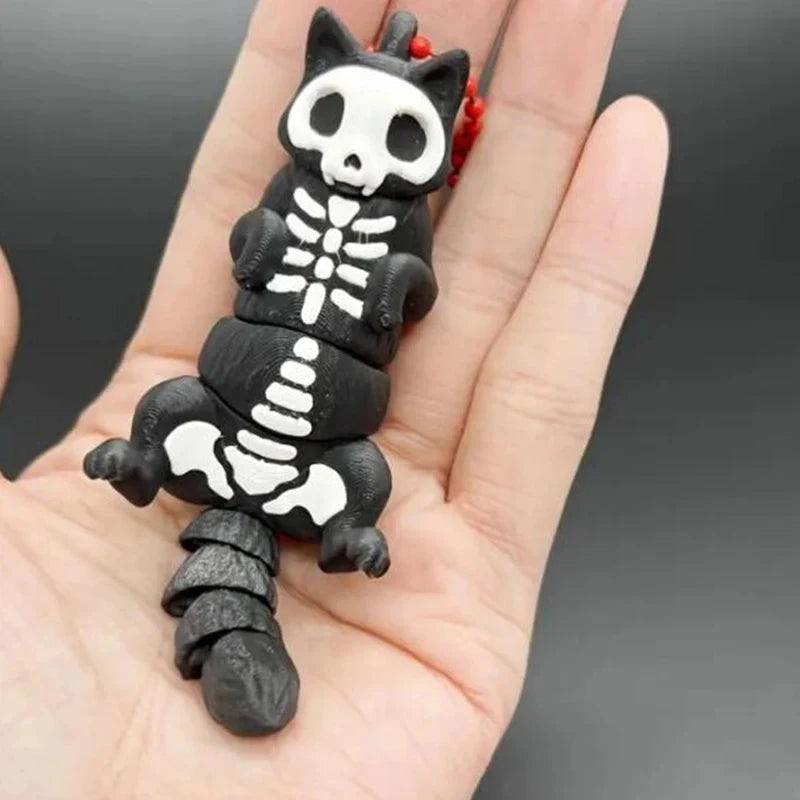 Personalized Skeleton Cat 3D Toy Keychain Backpack Charm