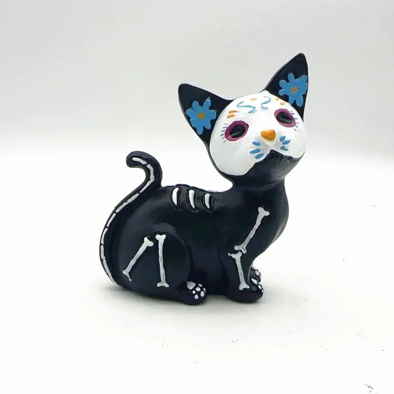 Day of Dead Dog Cat Figurine Halloween Sugar Skull Statue