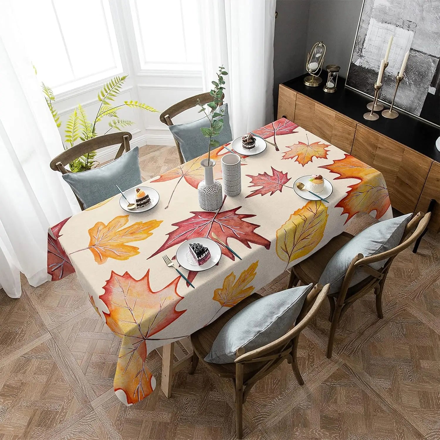 Fall Thanksgiving Maple Leaf Waterproof Tablecloth