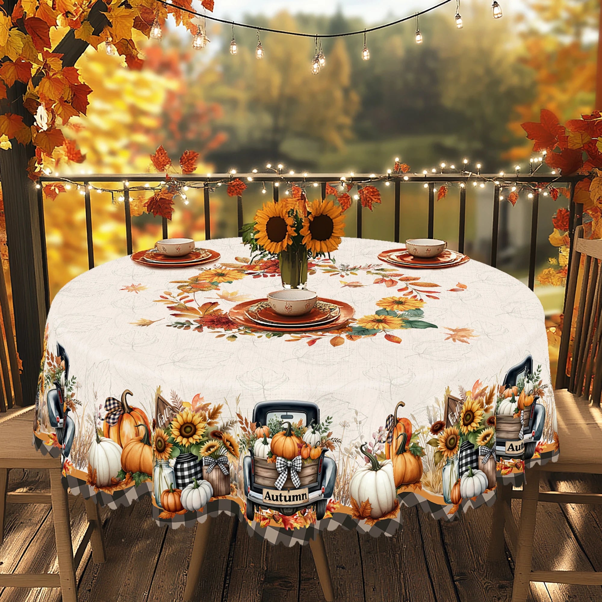 Thanksgiving Round Tablecloth