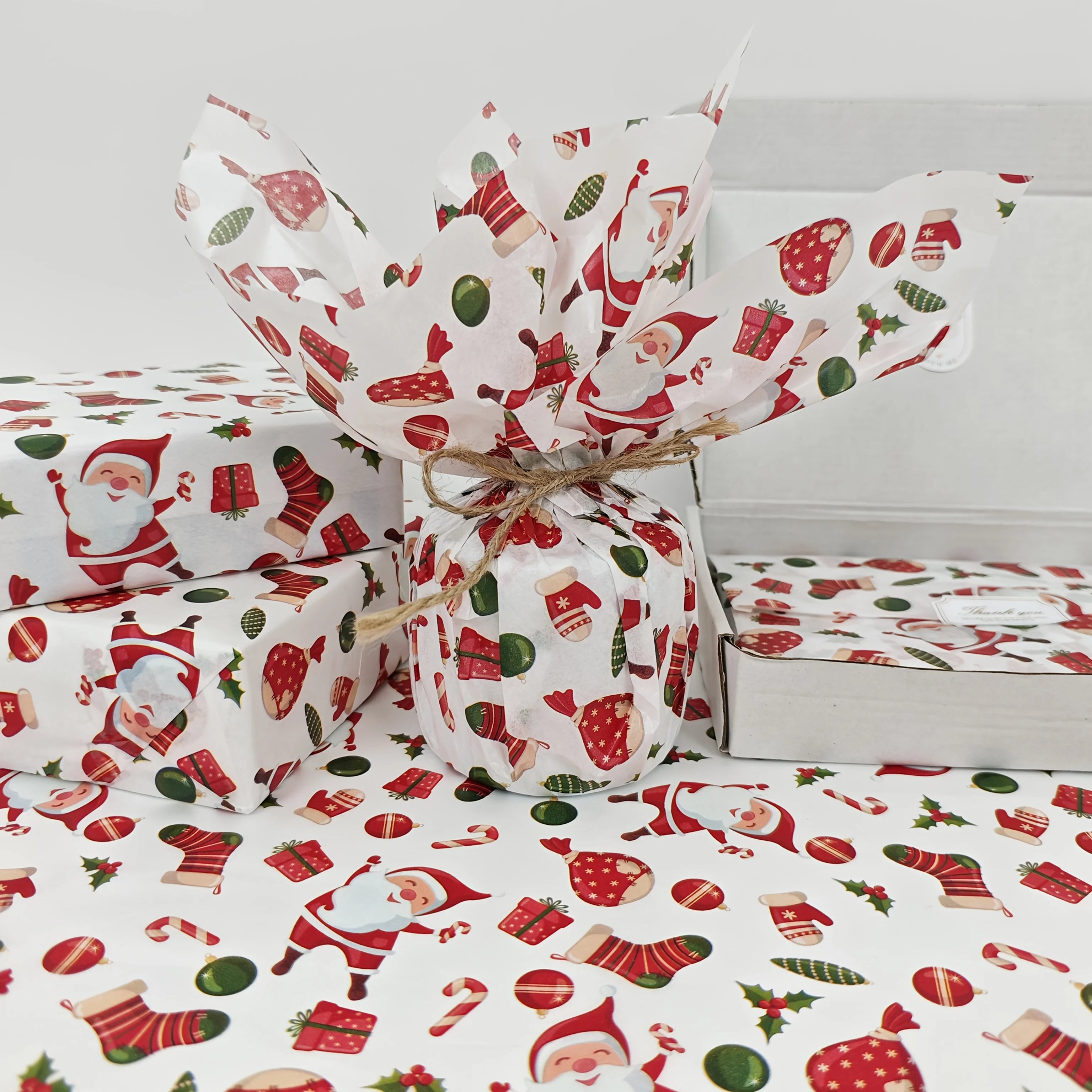 Santa and Christmas Gift Patterned Tissue Paper