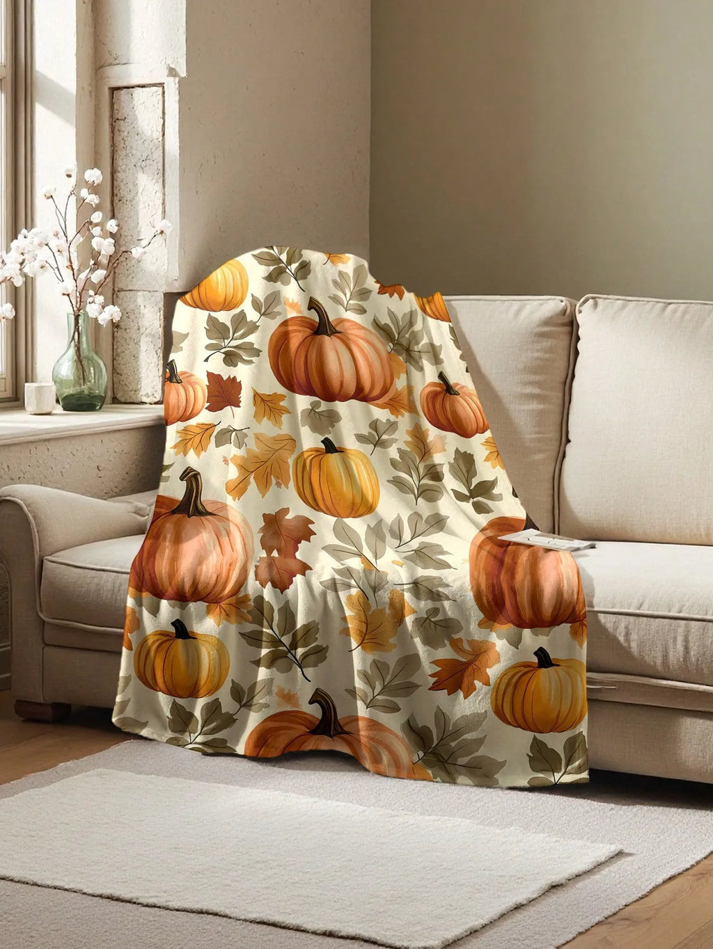 Halloween Pumpkin Cartoon Harvest Print Blanket