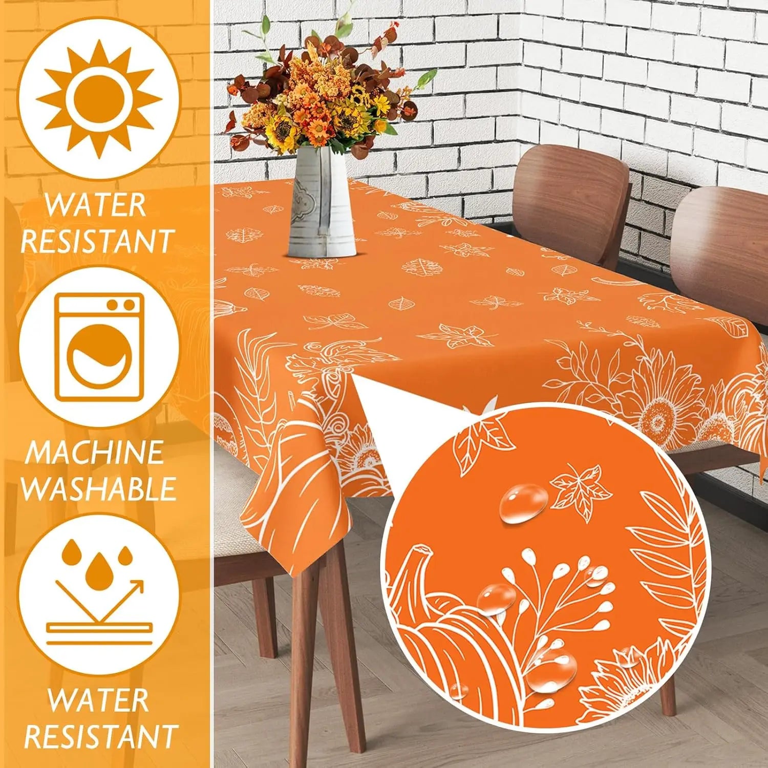 Fall Orange Pumpkins Rectangle Tablecloth