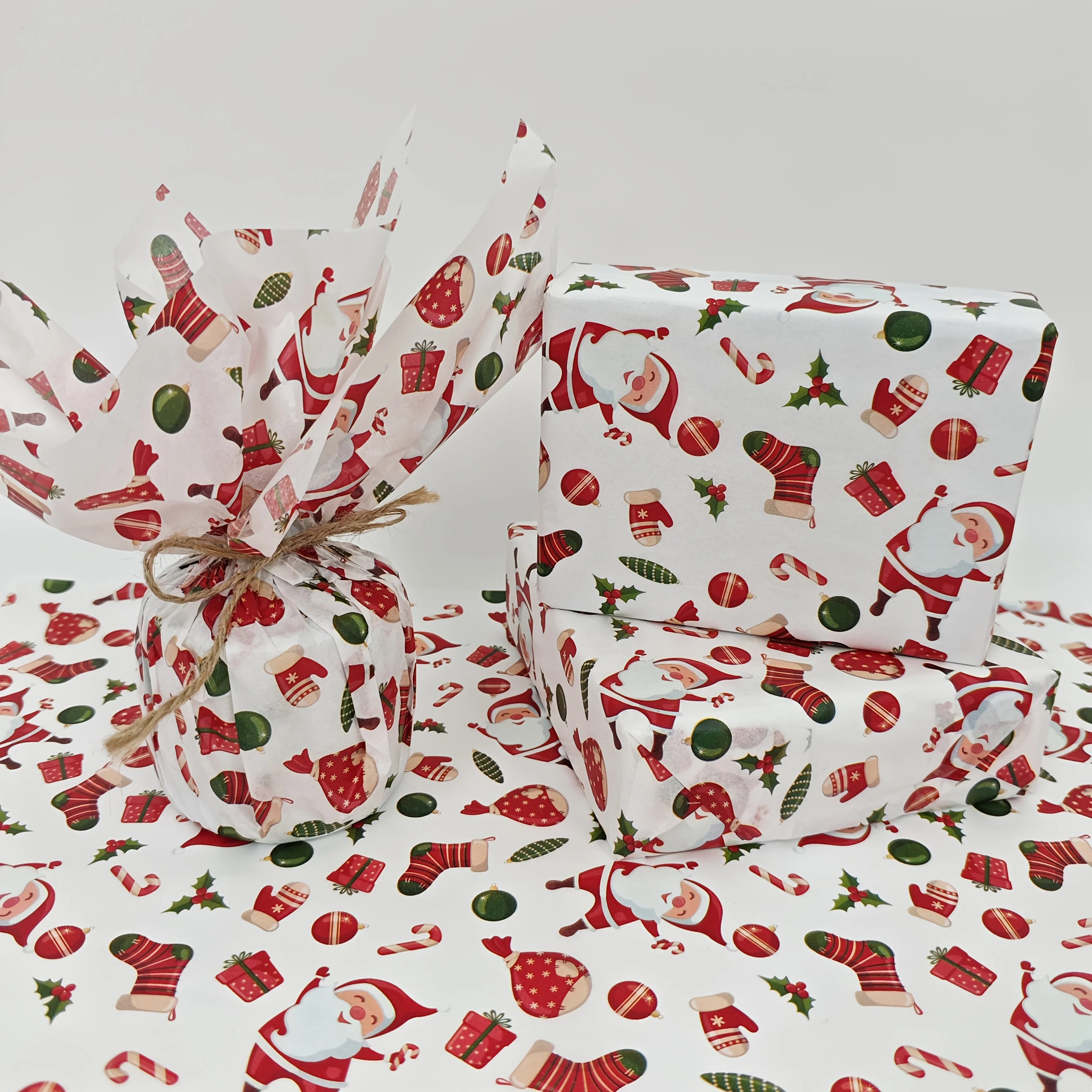 Santa and Christmas Gift Patterned Tissue Paper