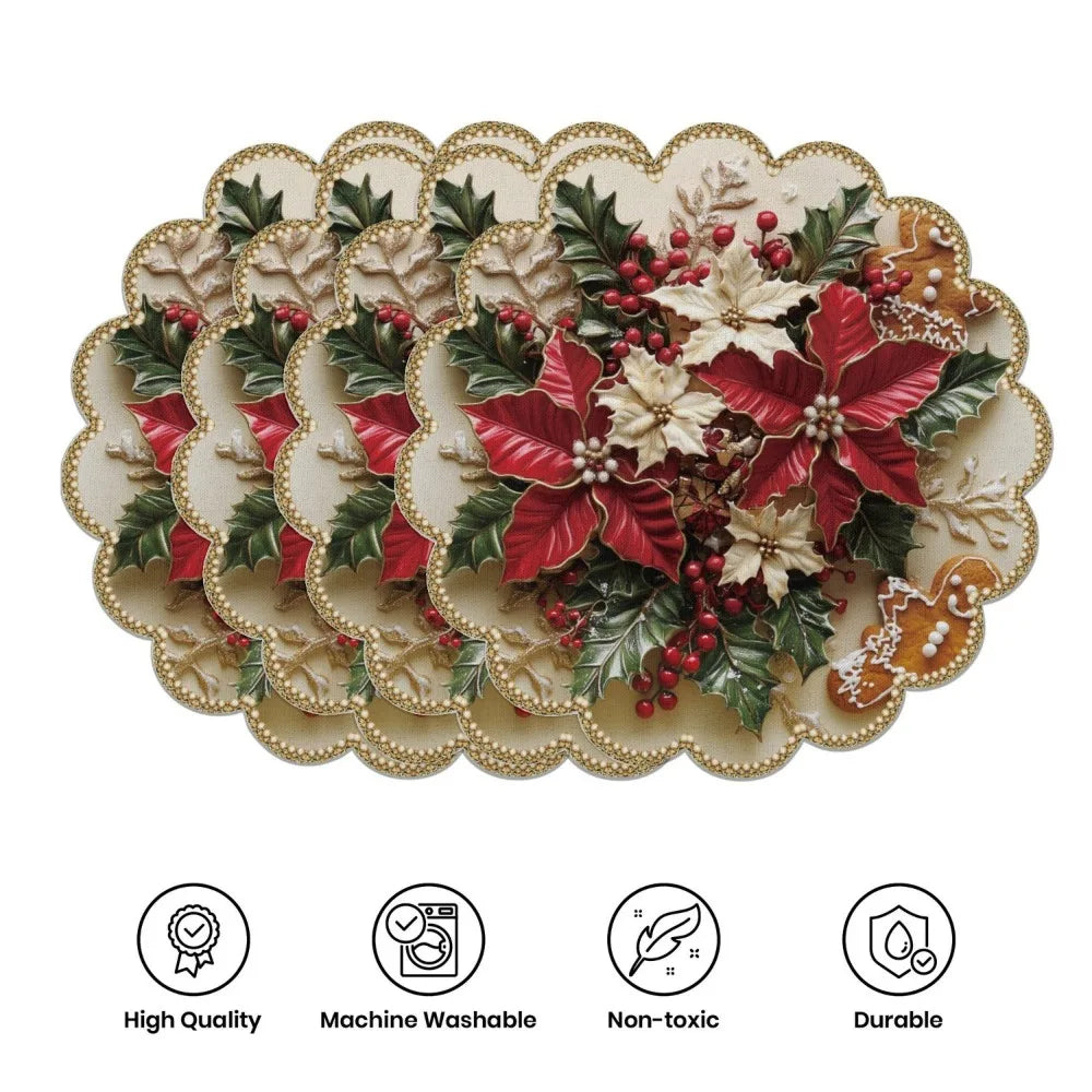 4 Piece Christmas Circular Waves Placemats