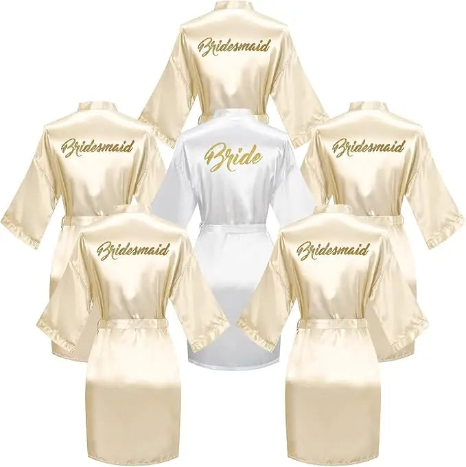 6 Pieces Bridal Shower Bathrobe Set