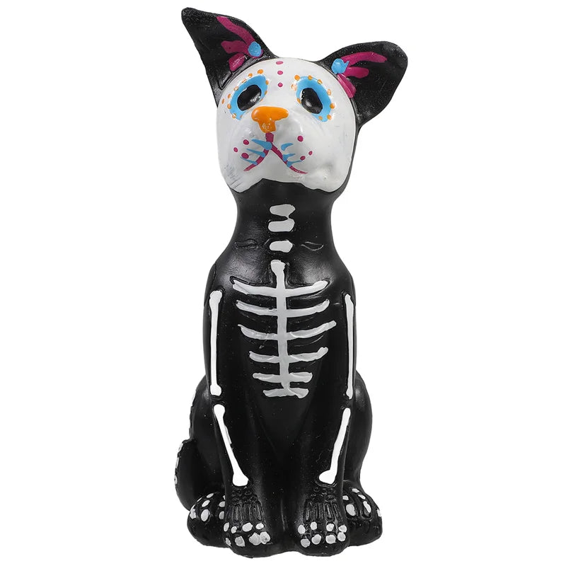 Day of Dead Dog Cat Figurine Halloween Sugar Skull Statue