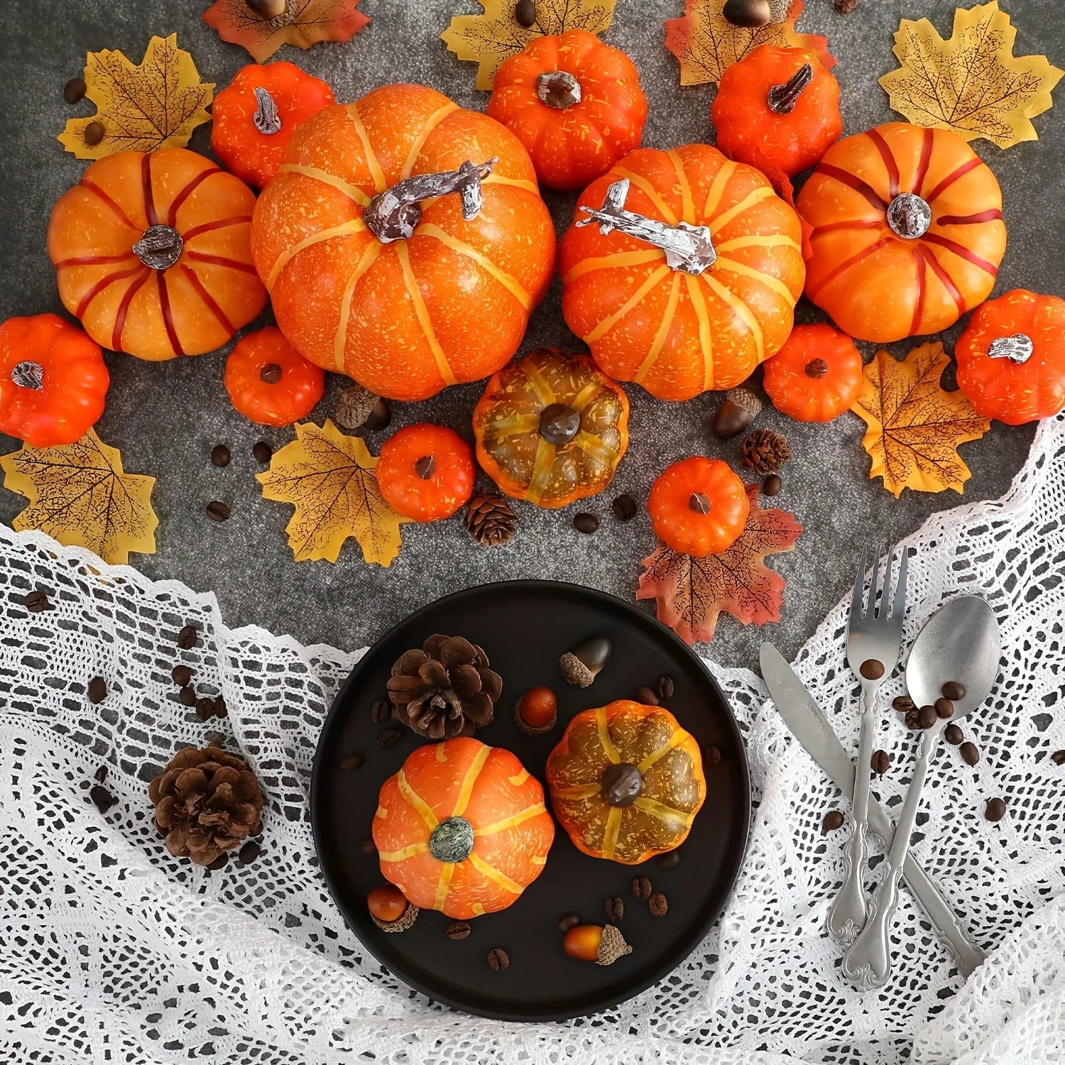 7 Pcs Pumpkin Decor Outdoor Orange Foam Plastic Halloween