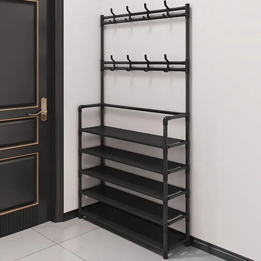 Modern Entryway Organizer Rack — Multi-Tier Shoe & Coat Storage Stand