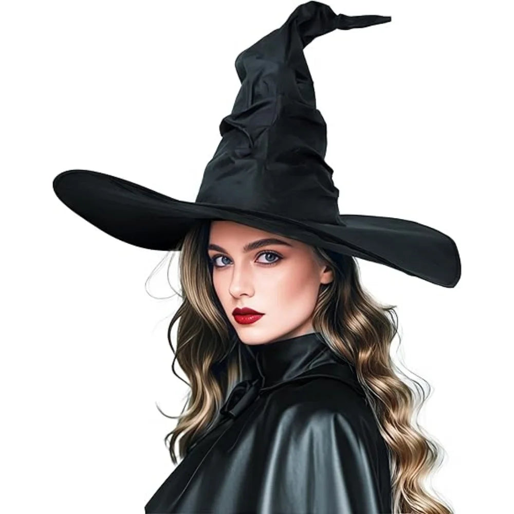 Halloween Witch Hat Folded Black Cosplay Headwear For Women