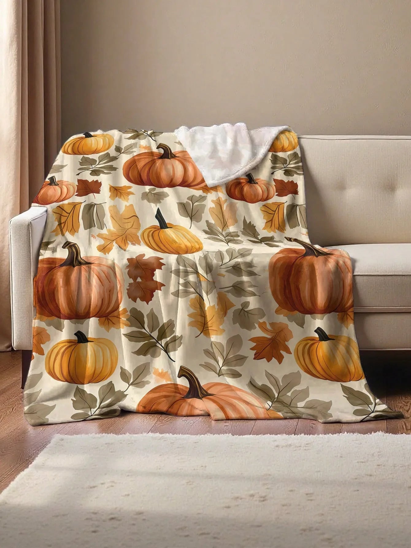 Halloween Pumpkin Cartoon Harvest Print Blanket