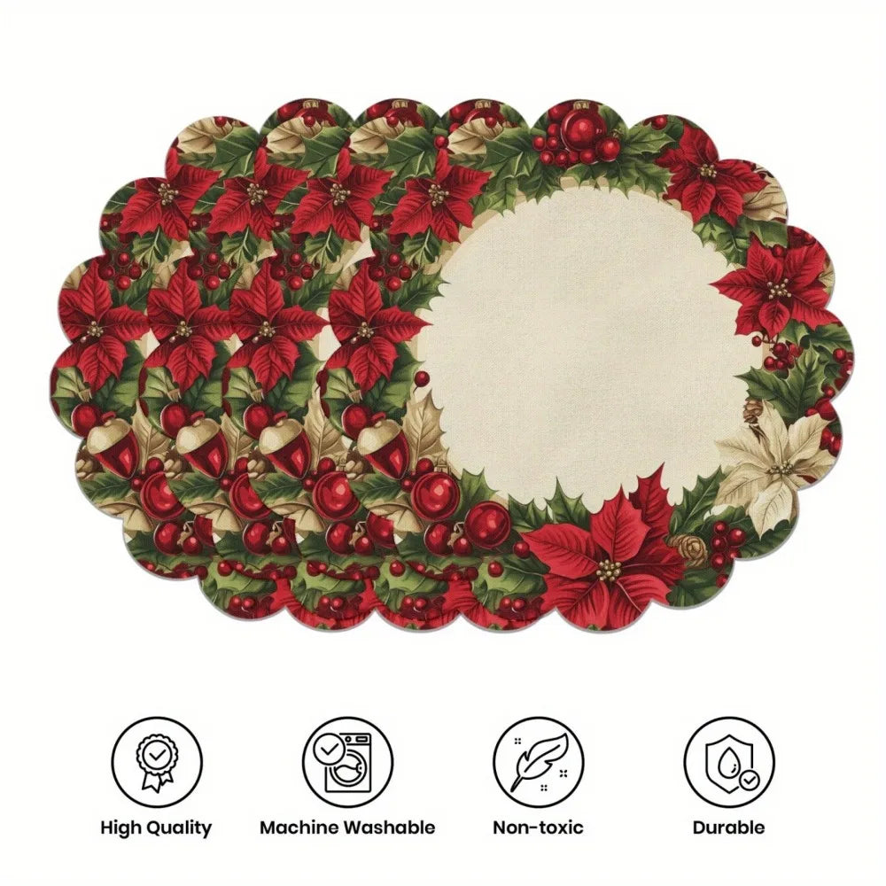 4 Piece Christmas Circular Waves Placemats