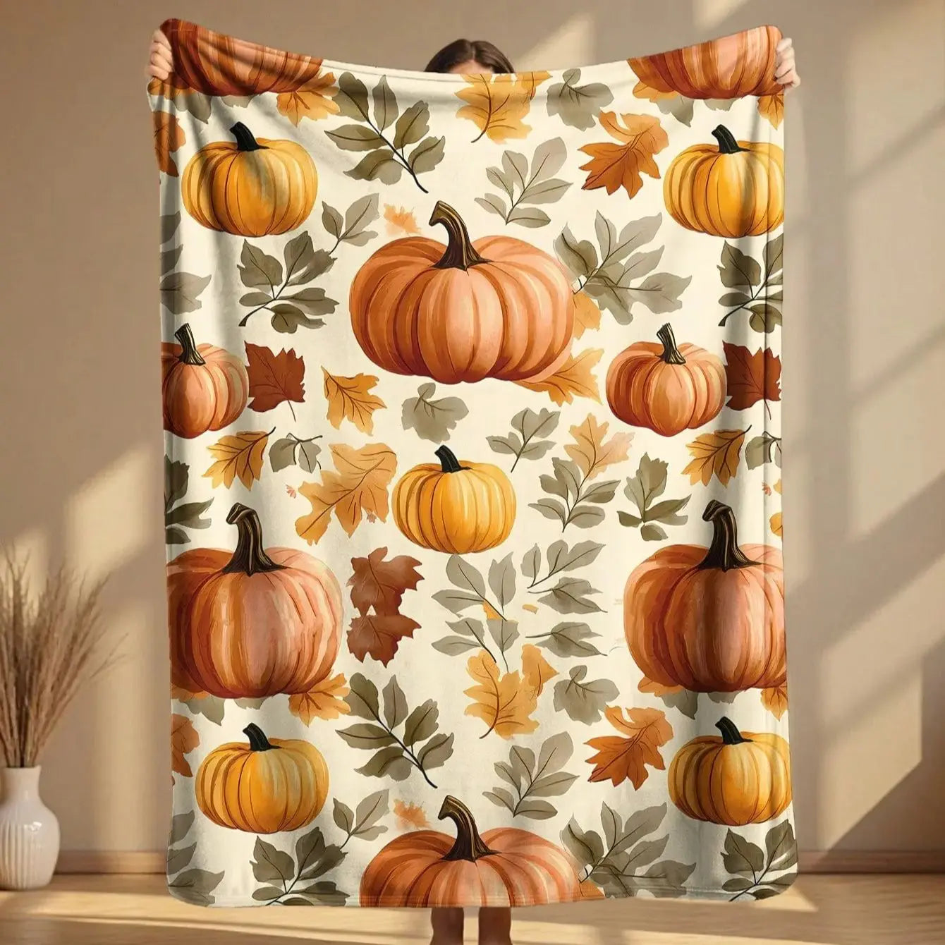 Halloween Pumpkin Cartoon Harvest Print Blanket