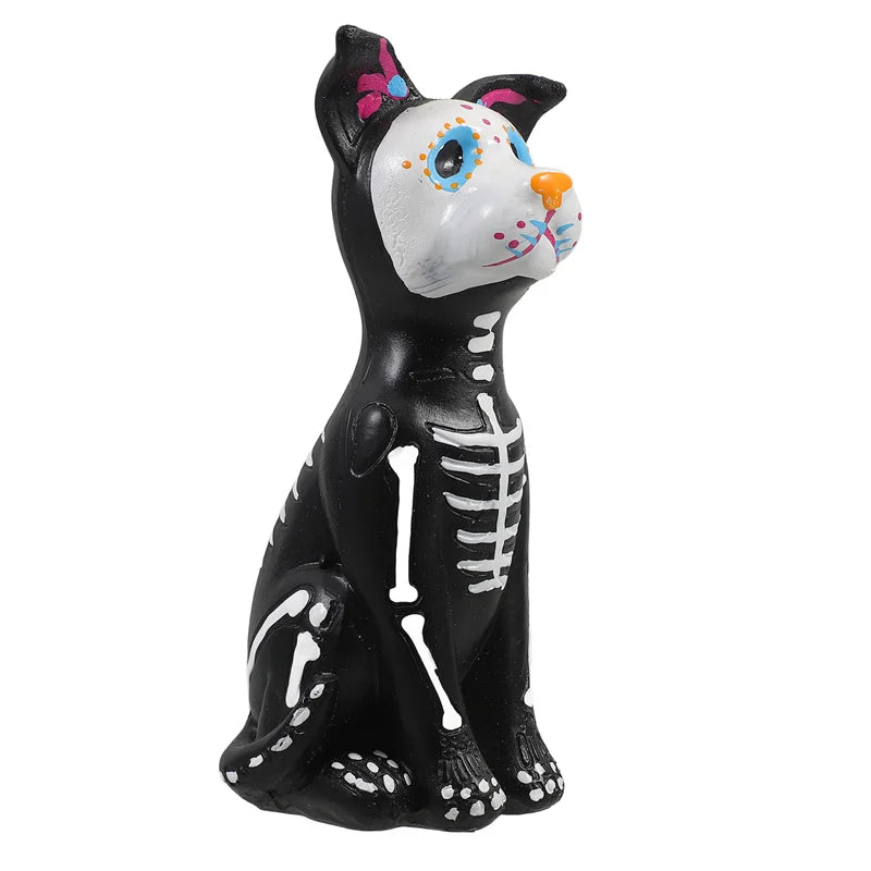 Day of Dead Dog Cat Figurine Halloween Sugar Skull Statue