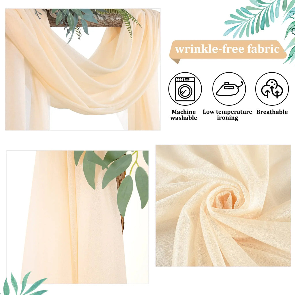 Chiffon Champagne Beige Wedding Arch Draping