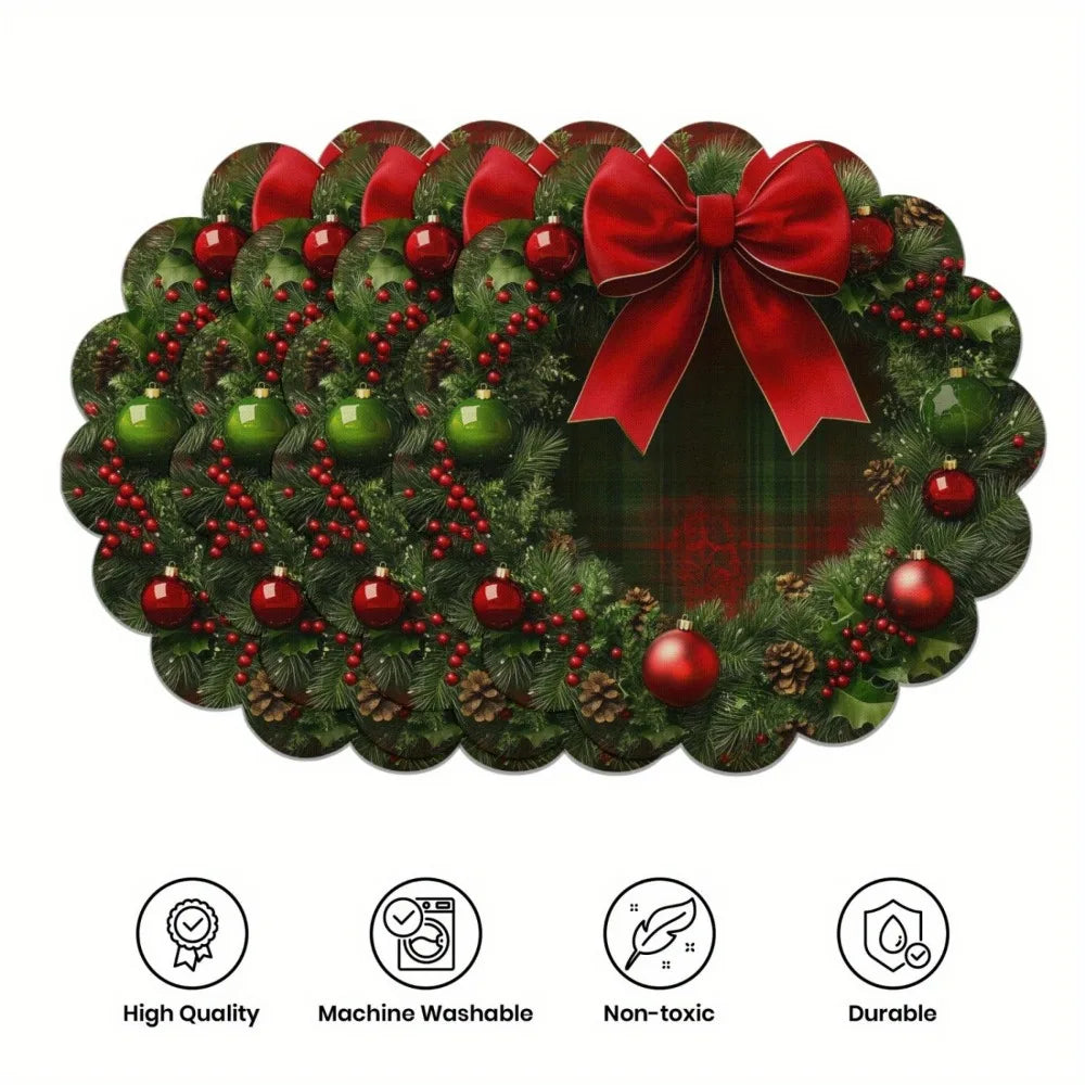 4 Piece Christmas Circular Waves Placemats