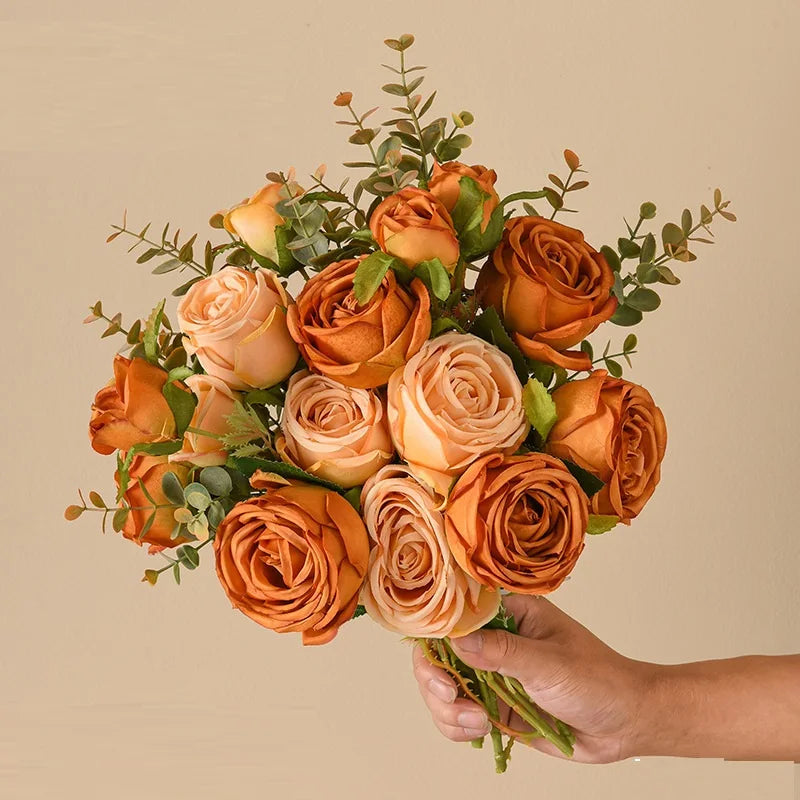Silk Artificial Rose Caramel Flowers