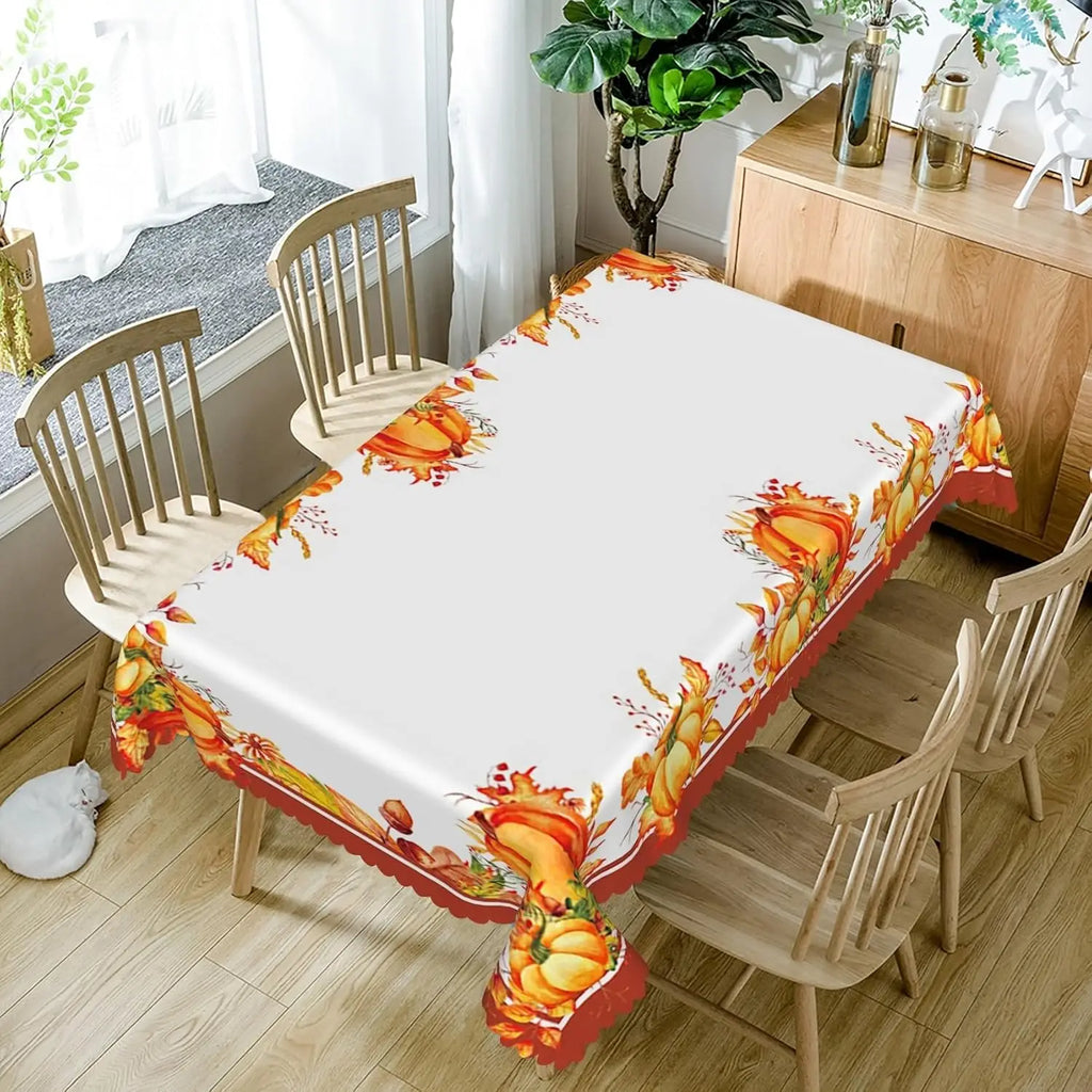 Fall Orange Pumpkin Tablecloth