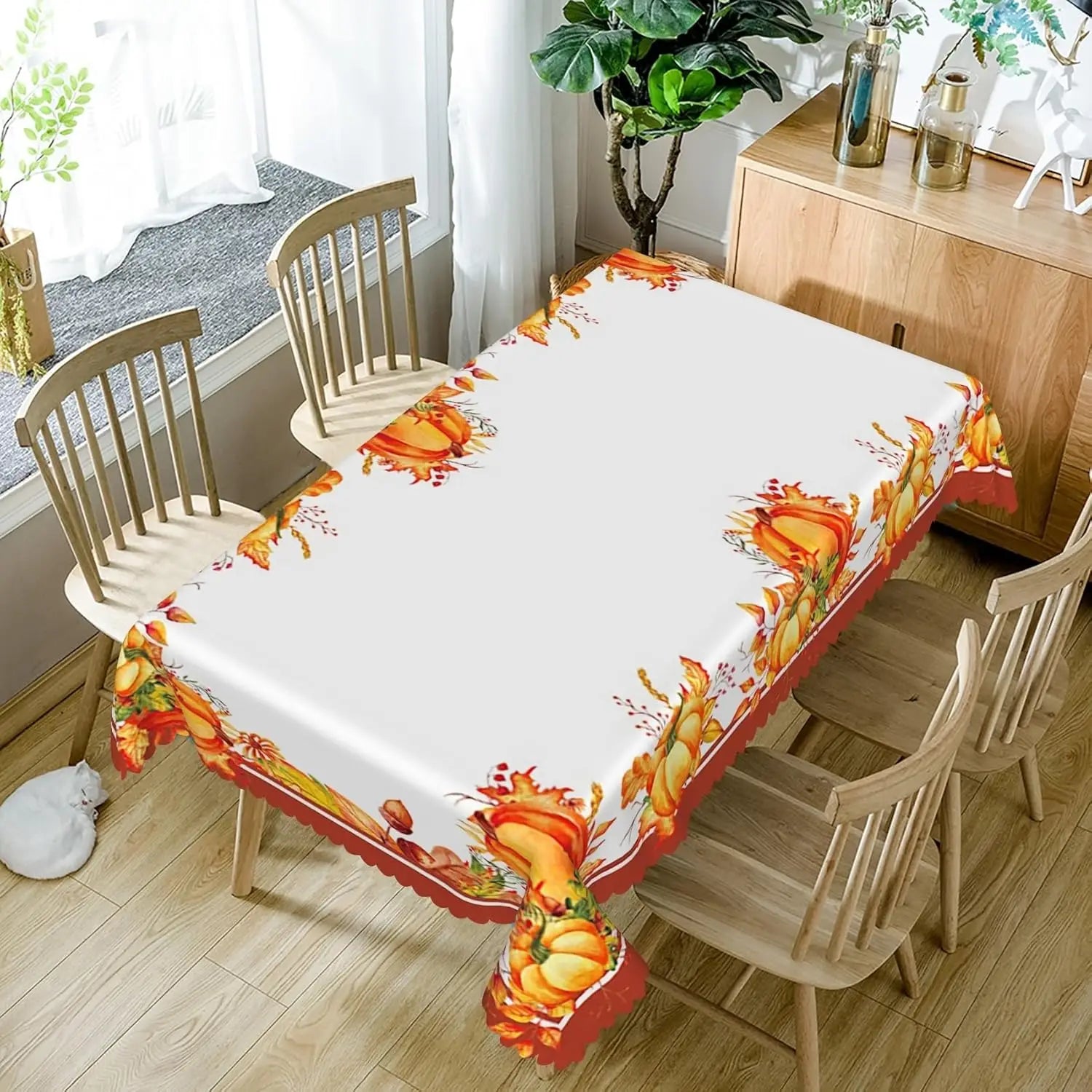 Fall Orange Pumpkin Tablecloth