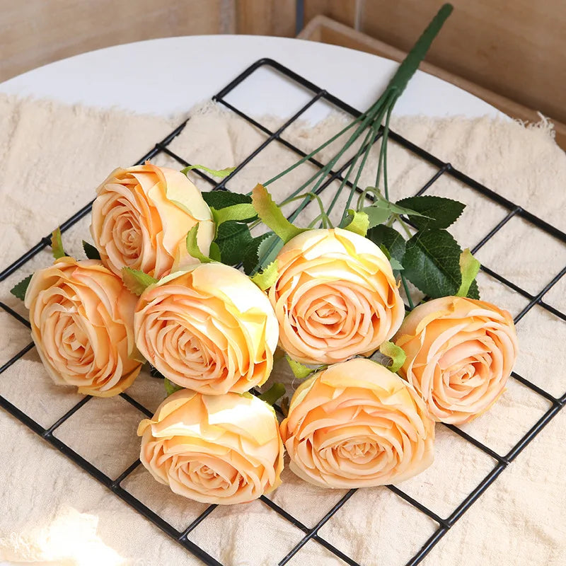 Silk Artificial Rose Caramel Flowers