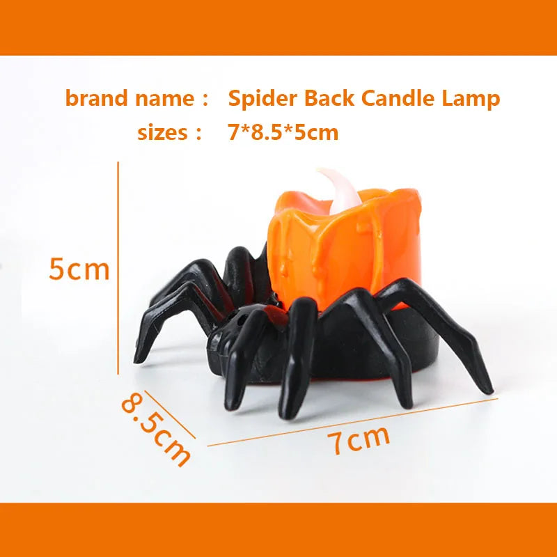 Halloween LED Candle Light Plastic Spider Pumpkin Lamp