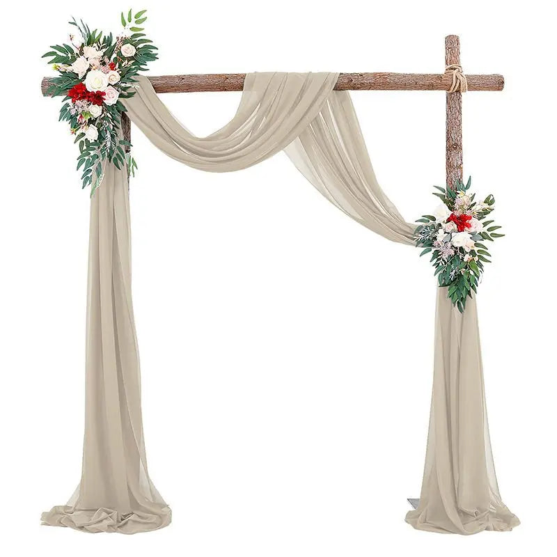 Chiffon Champagne Beige Wedding Arch Draping