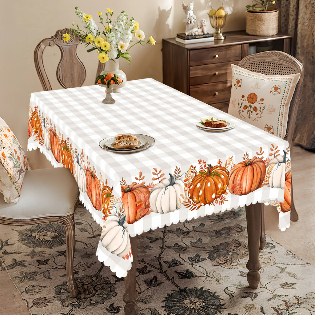 1 Piece of Thanksgiving Pumpkin Theme Round and Rectangular Printed Tablecloth