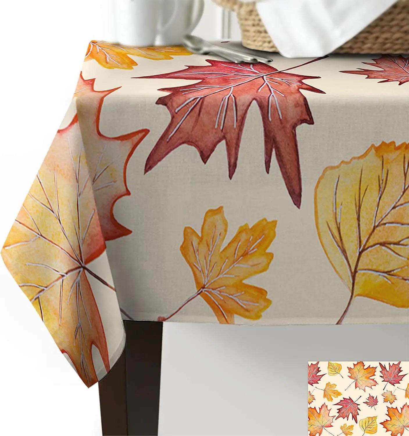 Fall Thanksgiving Maple Leaf Waterproof Tablecloth