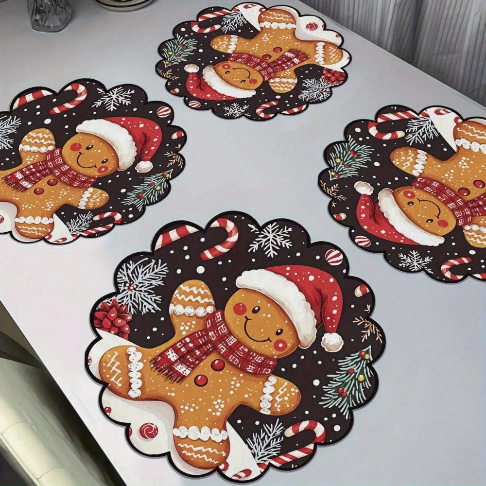 4 Piece Christmas Circular Waves Placemats