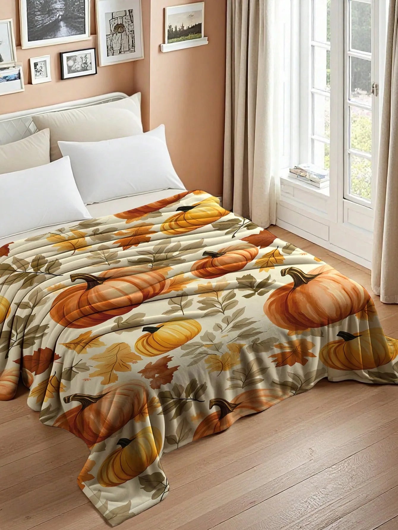 Halloween Pumpkin Cartoon Harvest Print Blanket