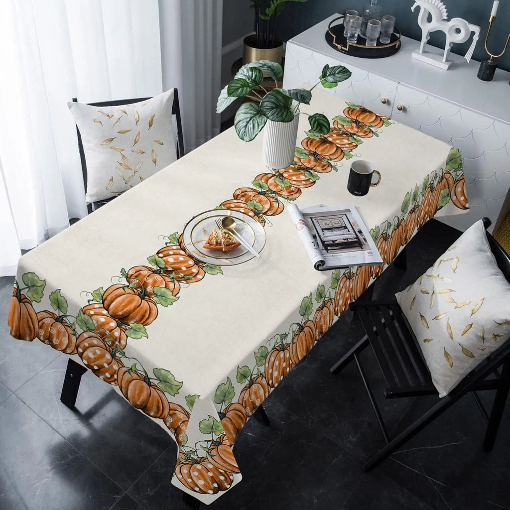 Fall Orange Pumpkin Rectangle Tablecloth