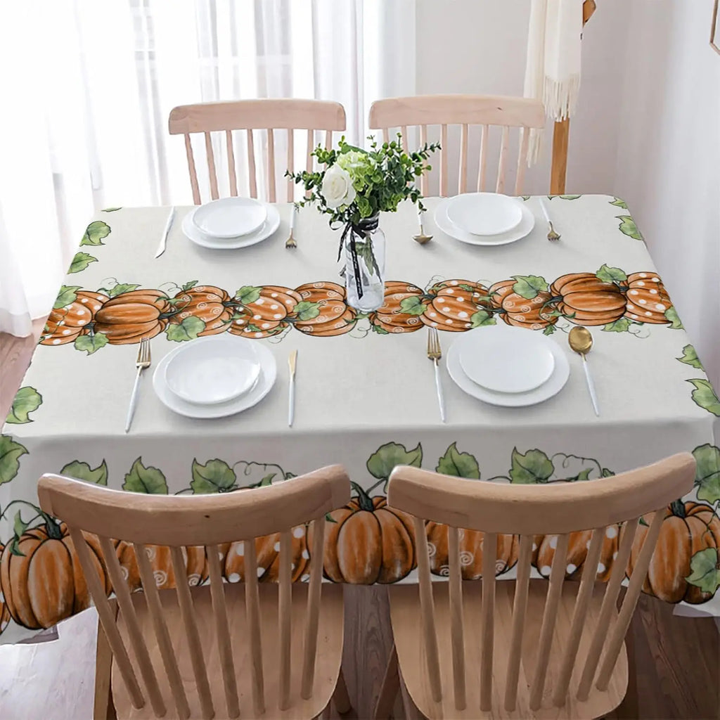 Fall Orange Pumpkin Rectangle Tablecloth