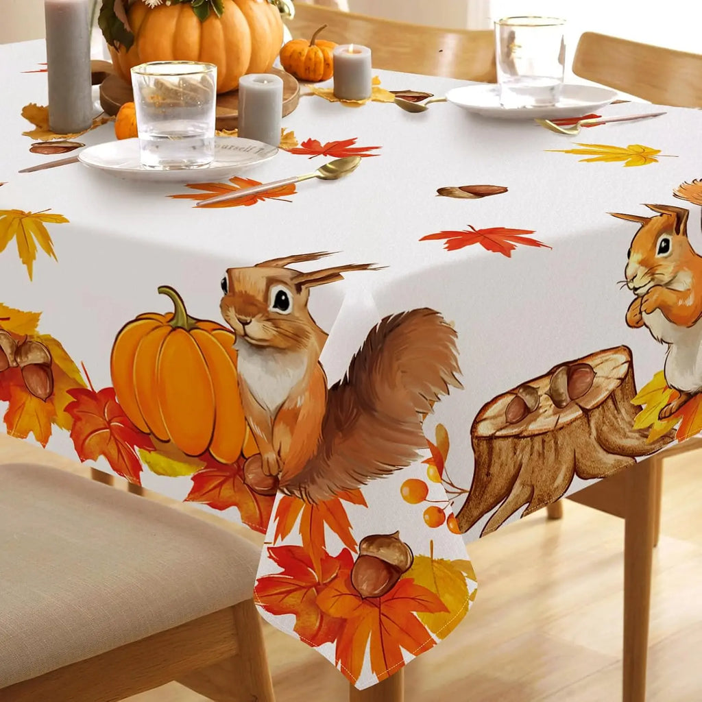 Fall Squirrel Rectangle Tablecloth Party Decor