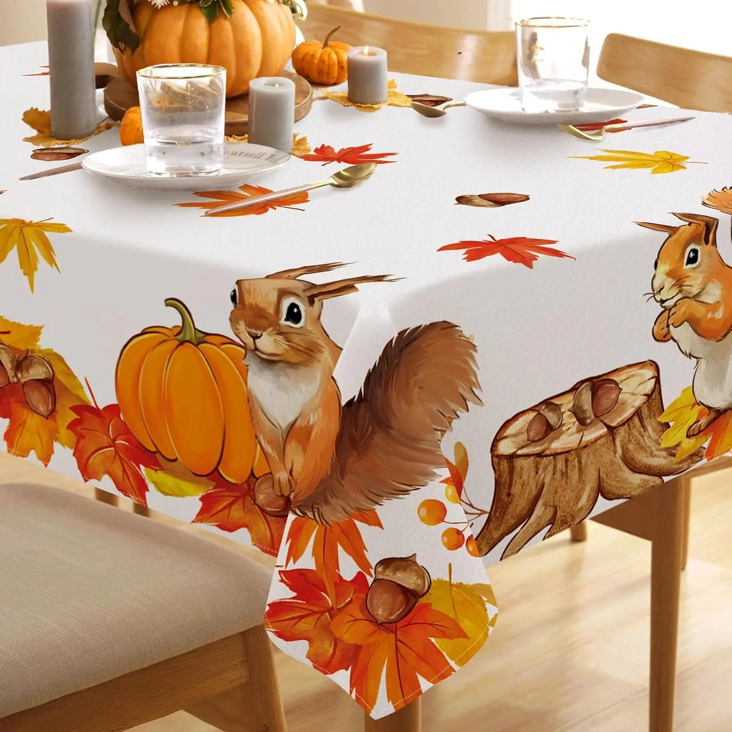Fall Squirrel Rectangle Tablecloth Party Decor
