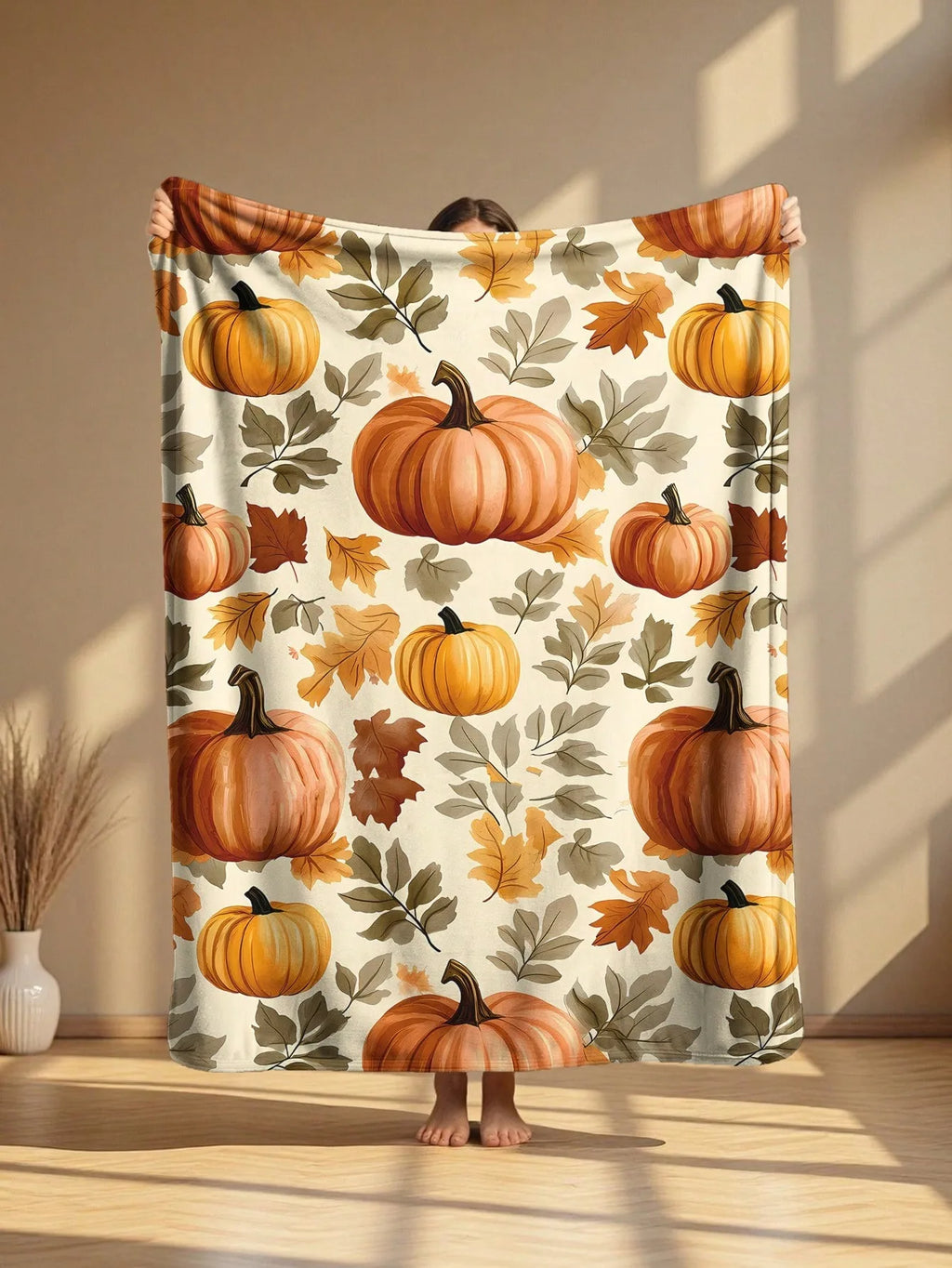 Halloween Pumpkin Cartoon Harvest Print Blanket