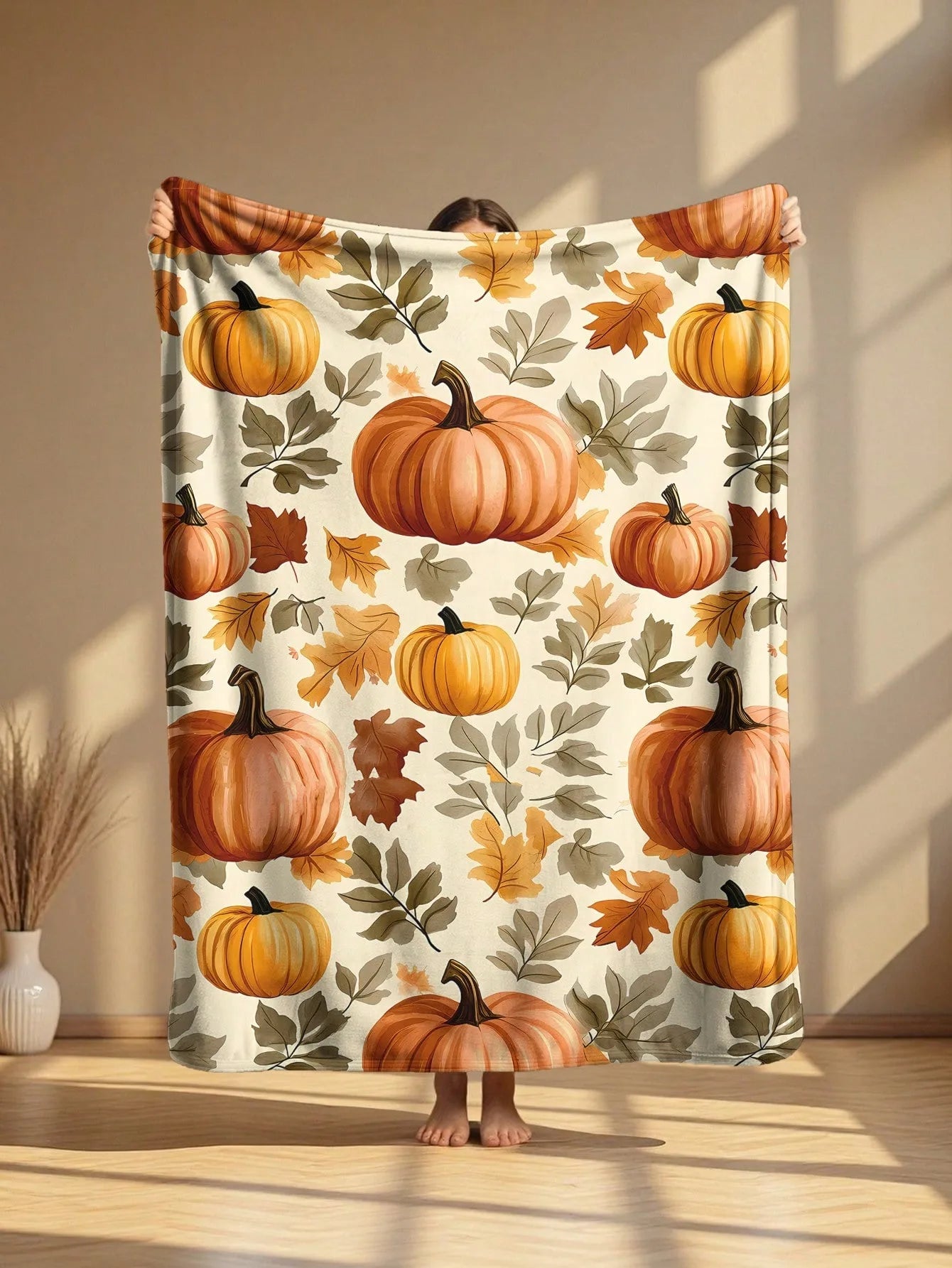 Halloween Pumpkin Cartoon Harvest Print Blanket