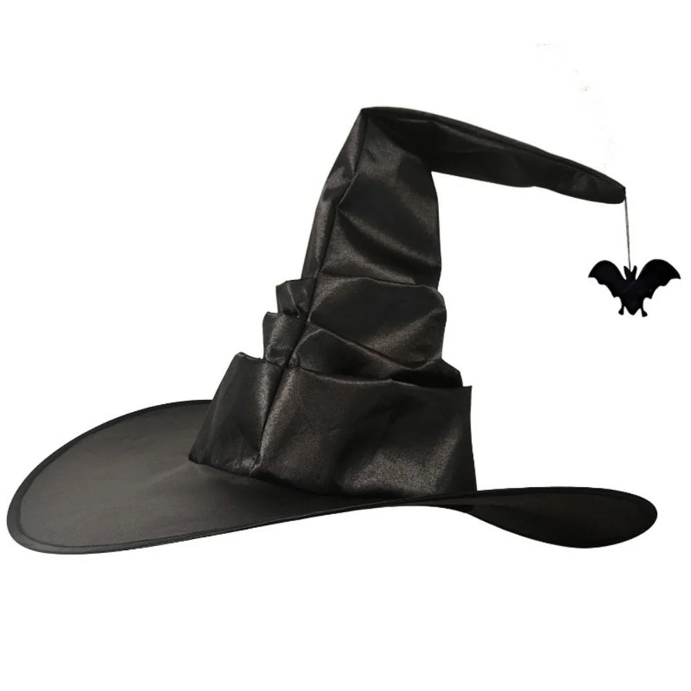 Halloween Witch Hat Folded Black Cosplay Headwear For Women