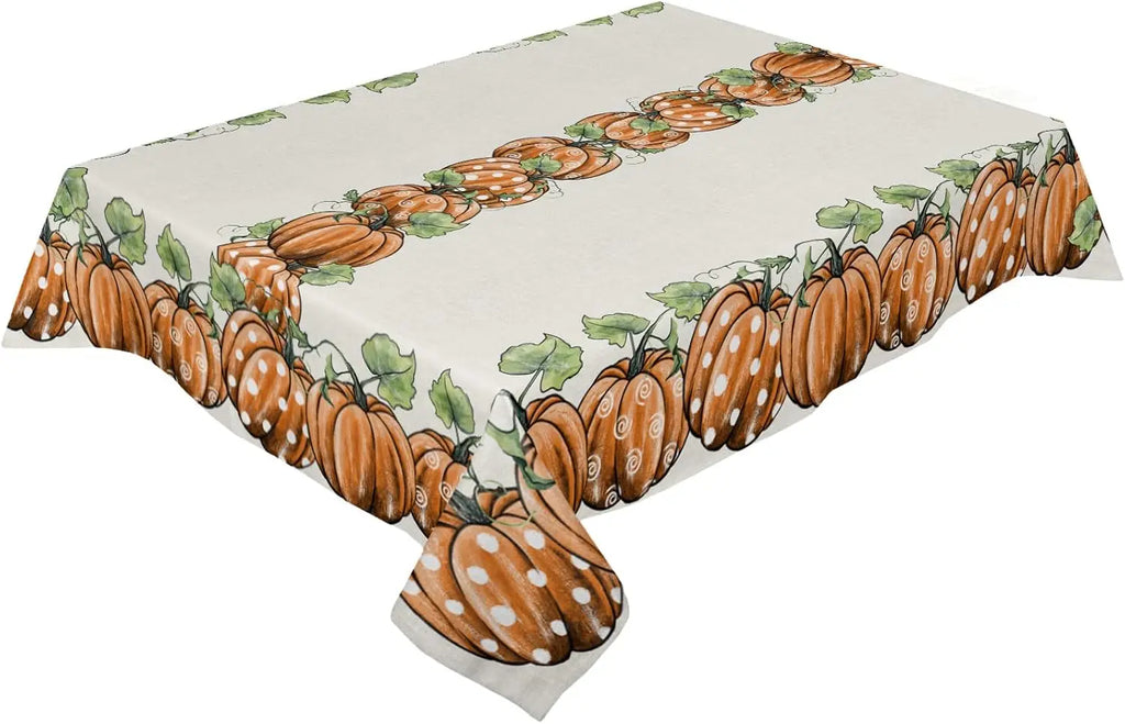 Fall Orange Pumpkin Rectangle Tablecloth