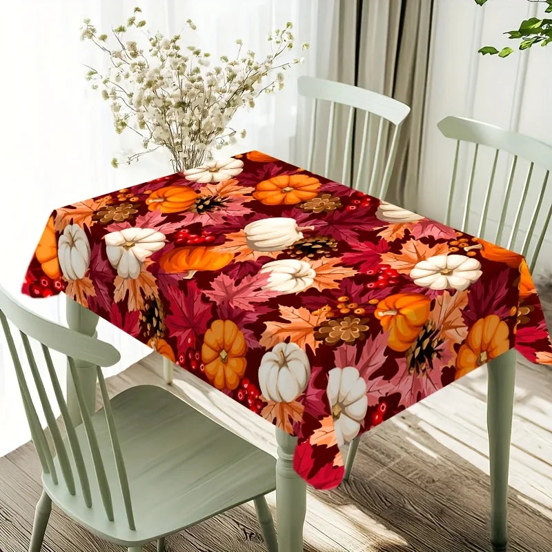 Autumn Thanksgiving Pumpkins Waterproof Tablecloth