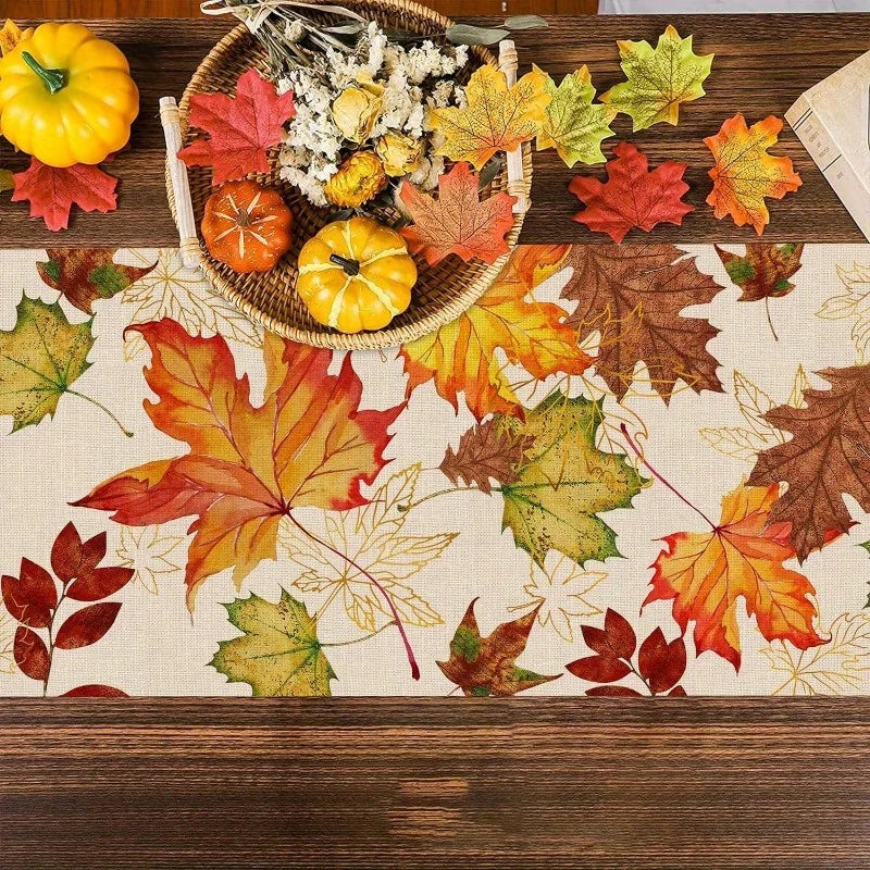 Autumn Harvest Maple Leaf Table Runner Multi Sizes