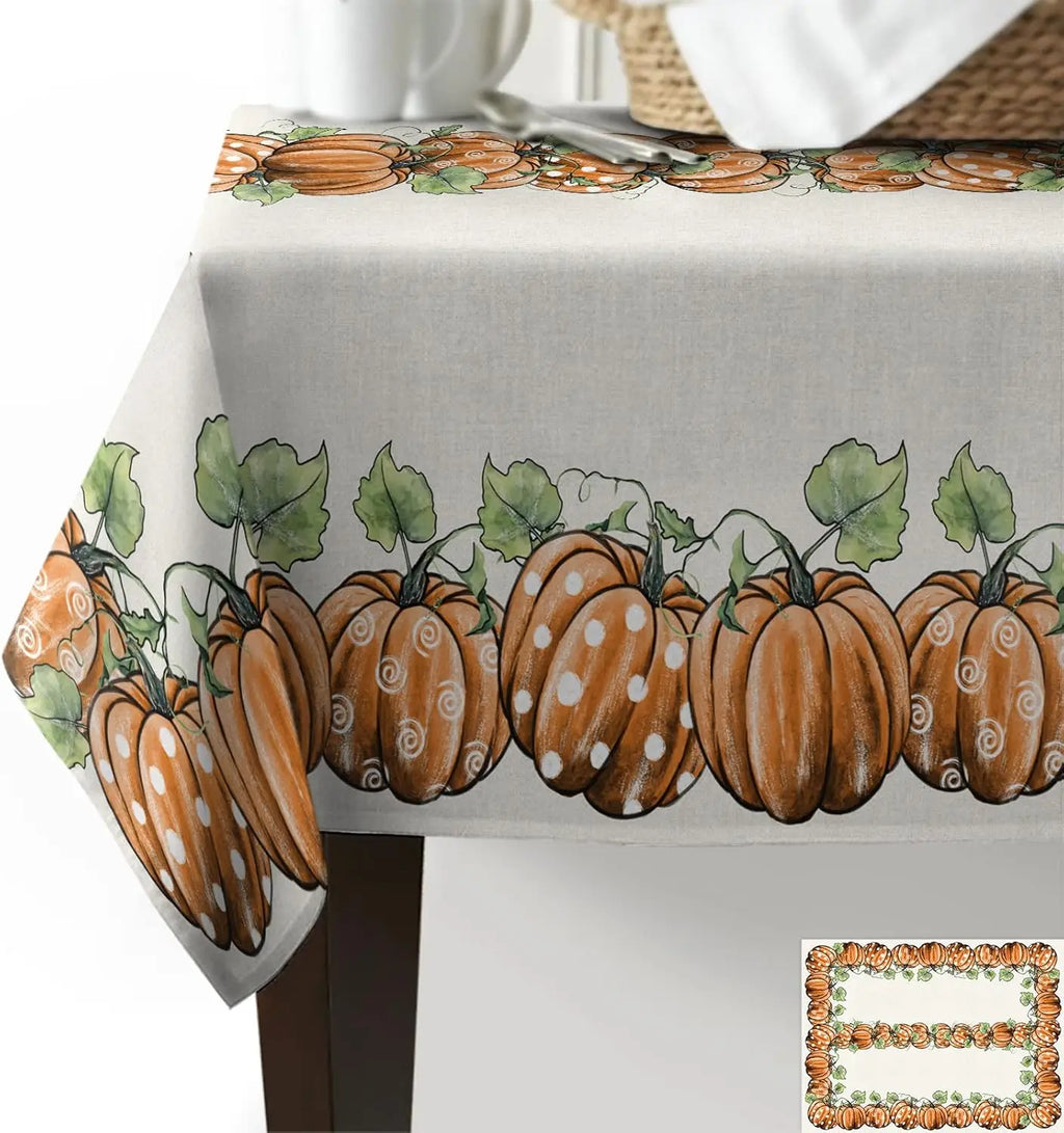 Fall Orange Pumpkin Rectangle Tablecloth