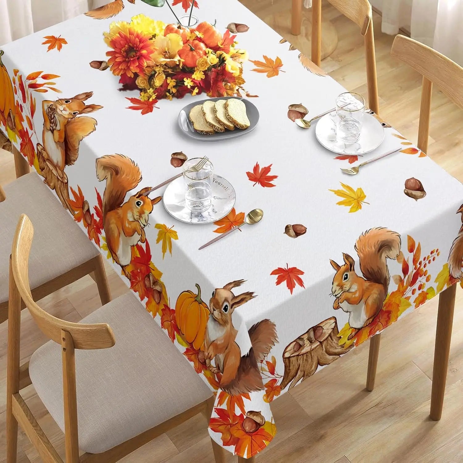 Fall Squirrel Rectangle Tablecloth Party Decor