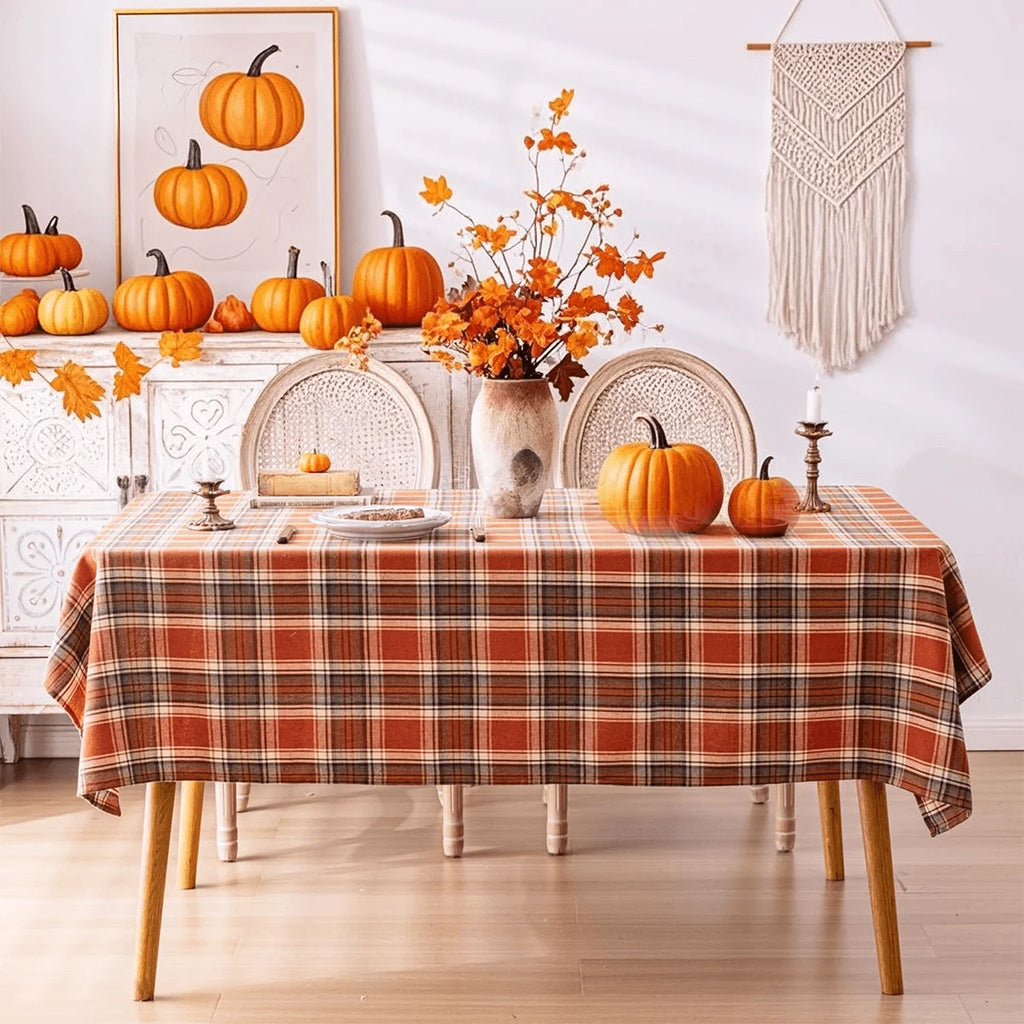 Autumn square checkered rectangular tablecloth