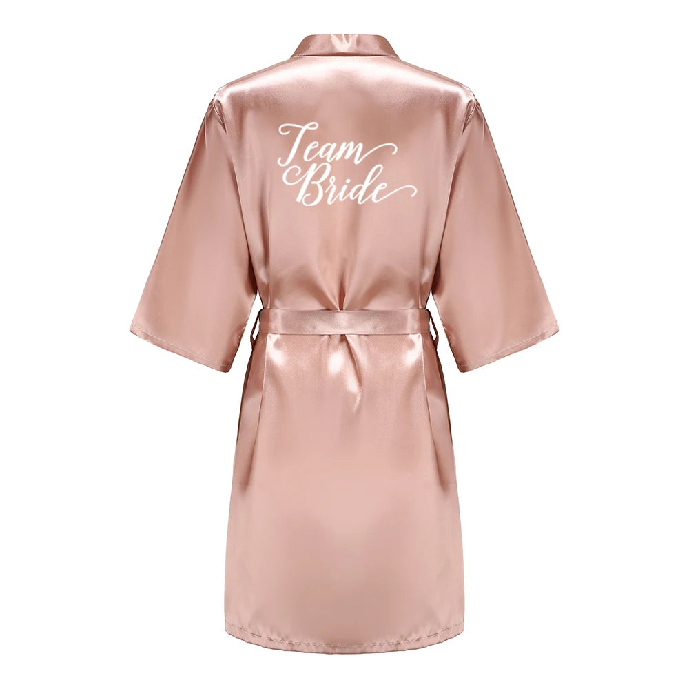 Rose Gold Satin Team Bride Robe
