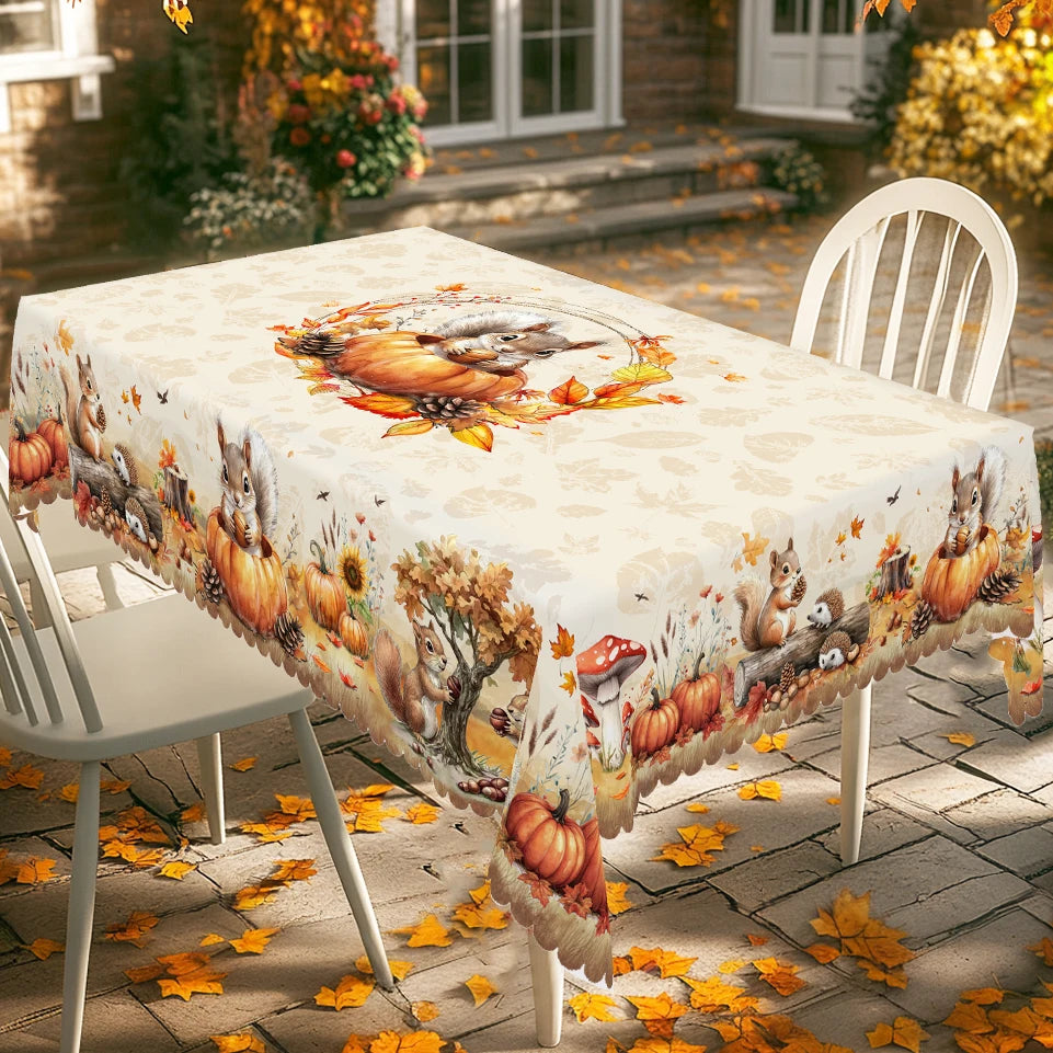 1 Piece of Autum Thanksgiving Themed Printed Tablecloth